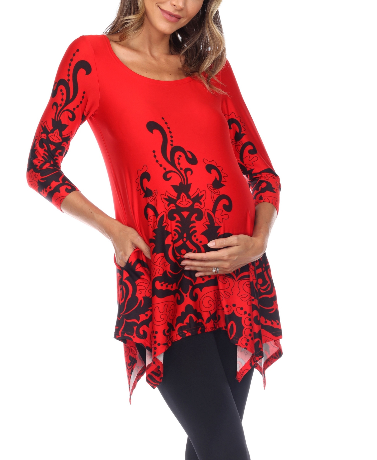 Maternity Ganette Tunic - Red and black