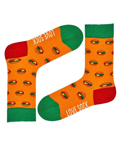 Носки Burger Novelty, средней высоты, хлопок — Love Sock Company, цвет: Оранжевый