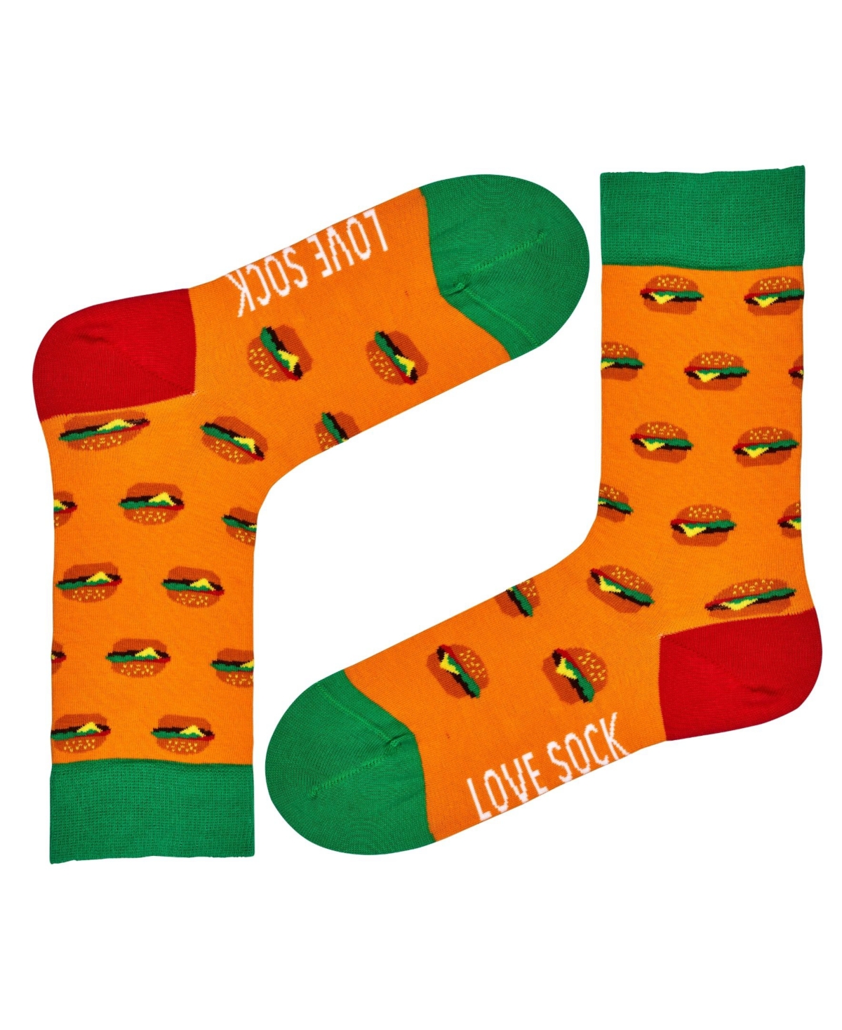 Burger Novelty Cotton Colorful Fun Novelty Crew Socks - Orange