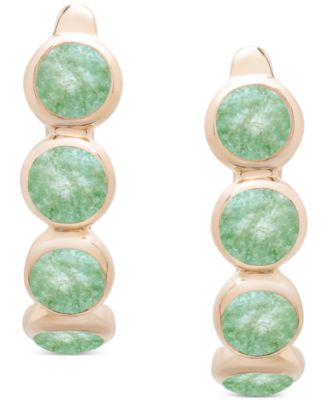 Onyx Leverback Hoop Earrings in 14k Gold-Plated Sterling Silver (Also Dyed Green Jade)