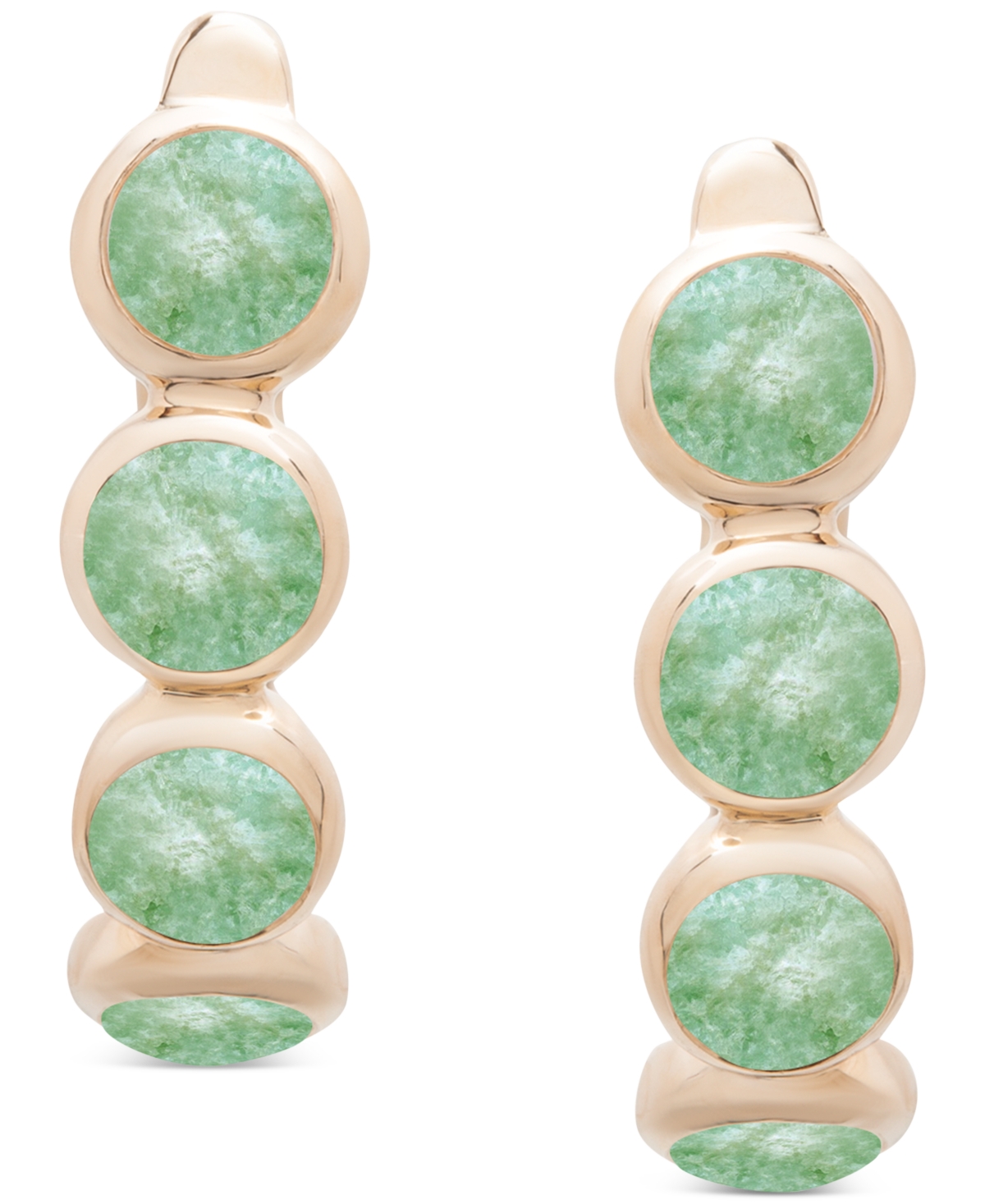 Onyx Leverback Hoop Earrings in 14k Gold-Plated Sterling Silver (Also Dyed Green - Jade