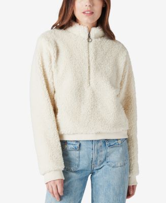 Lucky Brand Faux-Sherpa Half-Zip Pullover Top - Macy's