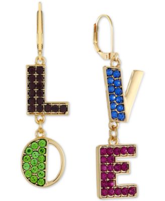 Photo 1 of INC International Concepts Gold-Tone Pavé LOVE Drop Earrings, Created for Macy's