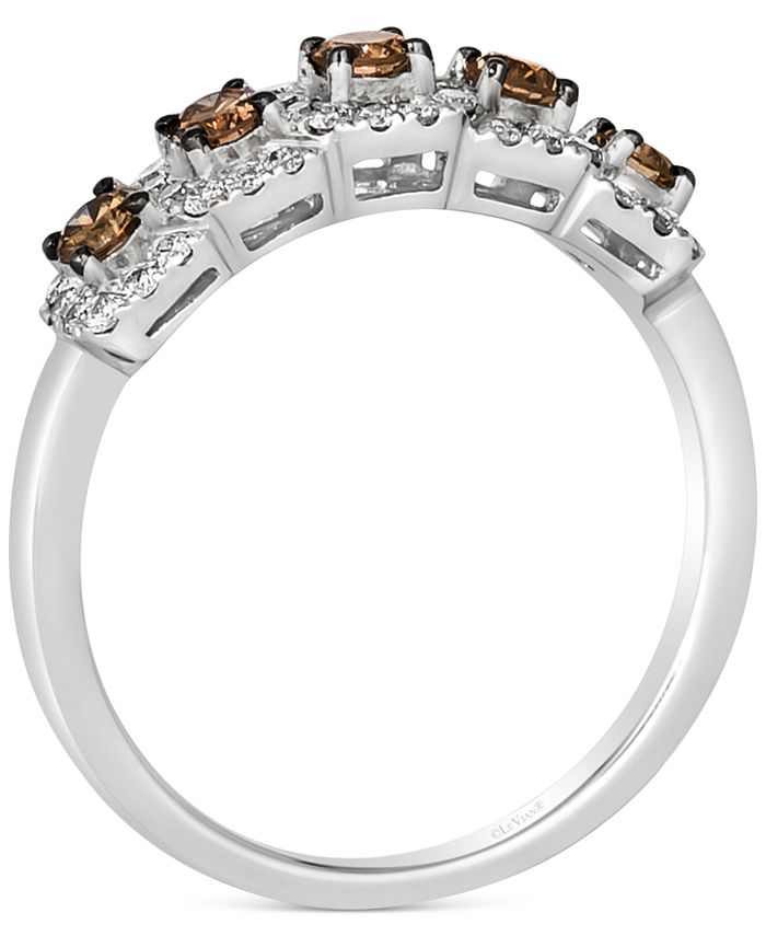 Le Vian - Chocolate Diamond (1/3 ct. t.w.) & Nude Diamond (1/4 ct. t.w.) Halo Statement Ring in 14k White Gold