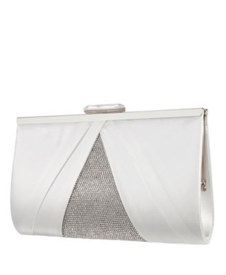 Women's Pleated Stain Crystal Frame Clutch