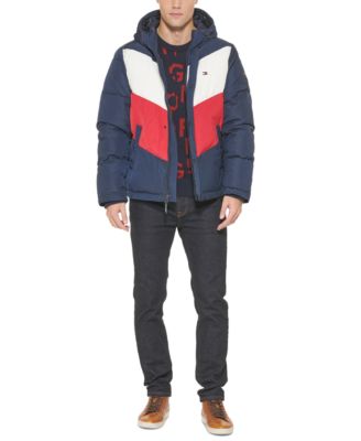 red tommy hilfiger jacket puffer