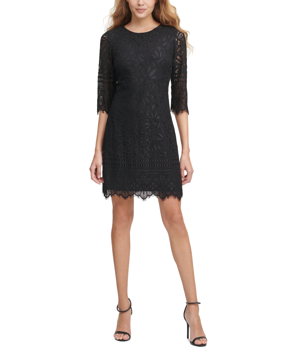 Lace Sheath Dress - Fuchsia