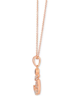 Nude Diamond (1/4 ct. t.w.) & Chocolate Diamond Accent Om Symbol Pendant Necklace in 14k Rose Gold, 18" + 2" extender