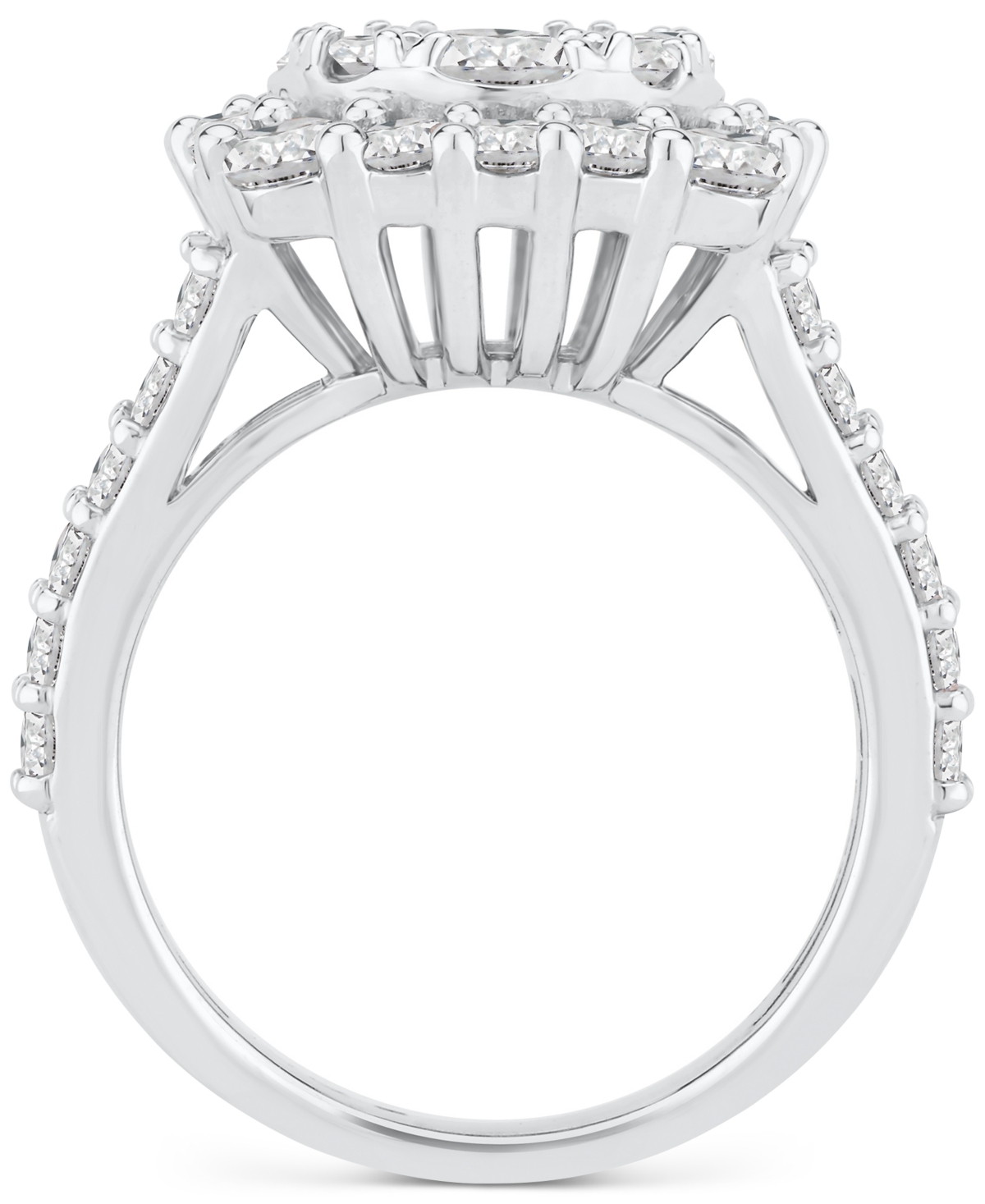 Diamond Halo Cluster Engagement Ring (3 ct. t.w.) in 14k- White Gold