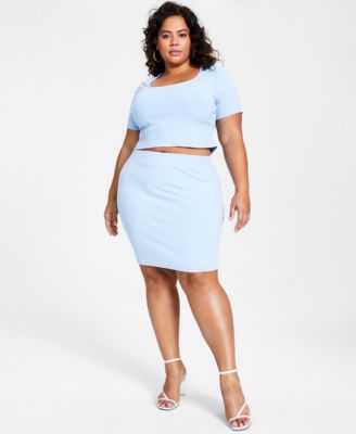 Bar III - Plus Size Ribbed Mini Skirt, Created for Macy's
