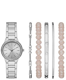 Women's Silver Bracelet Watch Gift Set, 30mm