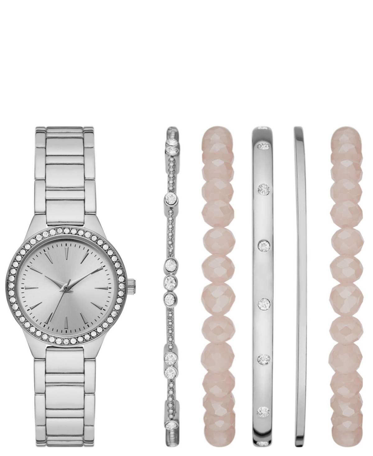 Women's Silver Bracelet Watch Gift Set, 30mm - Silver