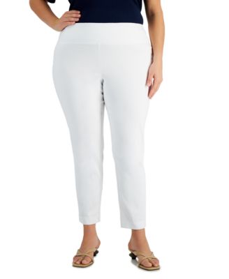 macys plus size white pants