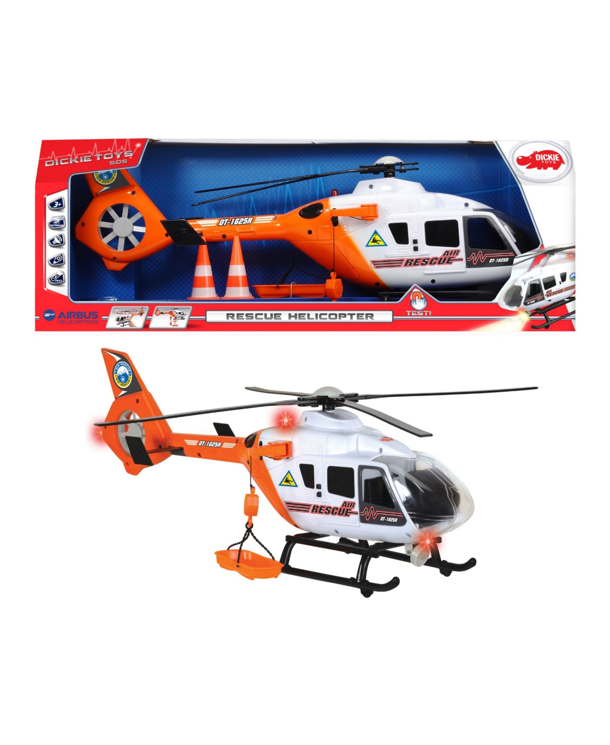 Dickie Toys Hk Ltd - 25" Light And Sound Sos Rescue Helicopter With Moving Rotor Blades In Multi