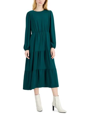 macys green long sleeve dress