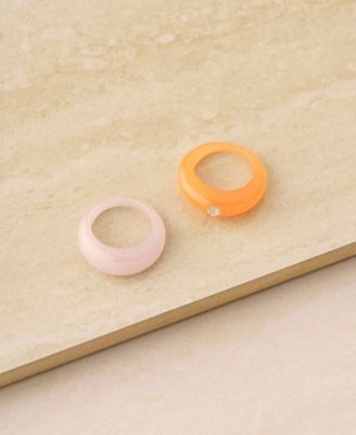 Orange and Pink Resin Ring Set
