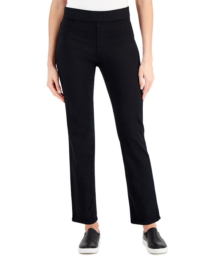 Karen Scott Women's Pull-On Black Denim Pants, Created for Macy's