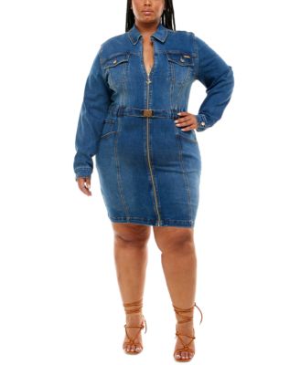 denim dress with front zip