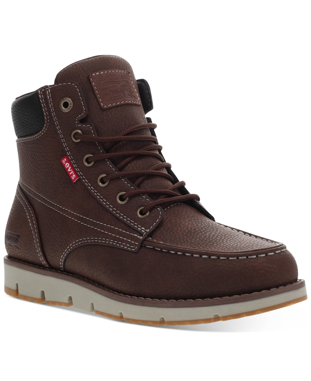 Levi's Men's Dean Wx Ul Faux-leather Rugged Casual Hiker Chukka Boots Men's Shoes In Mahogany/black