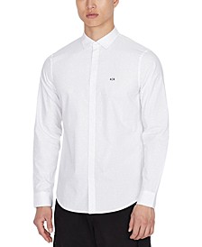 Men's Slim-Fit Dot Print Long-Sleeve Shirt 