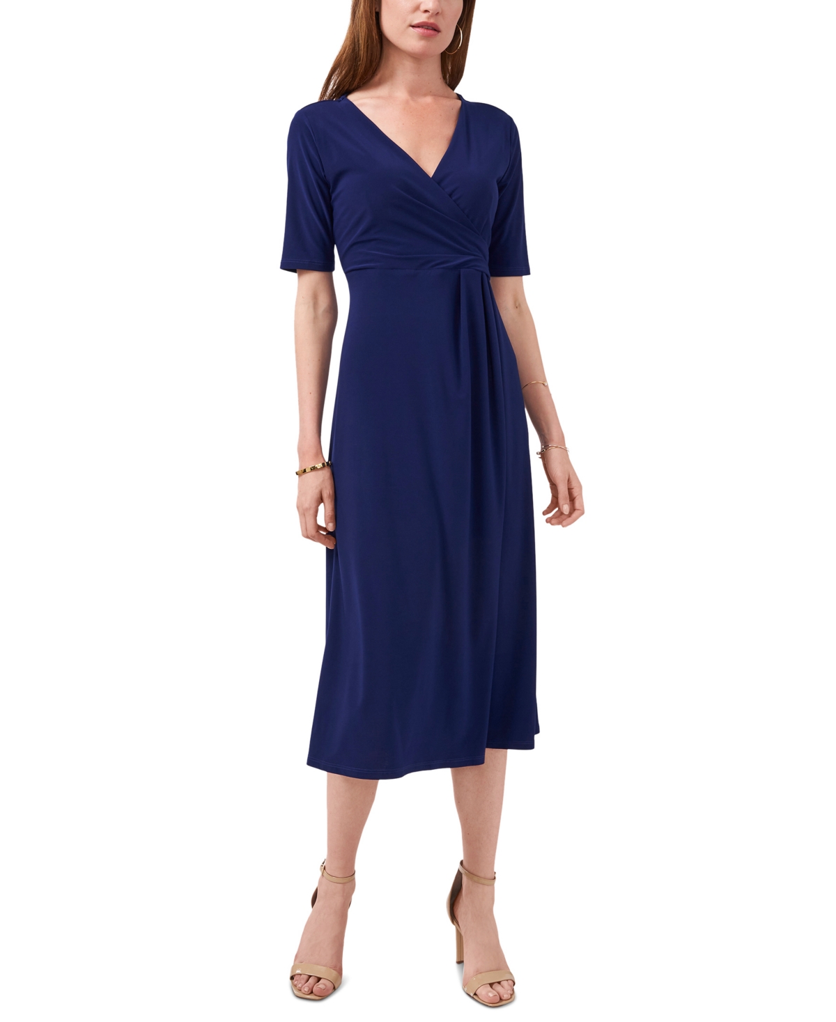Msk Plus Size Tie-waist Midi Dress In Goddess Blue | ModeSens
