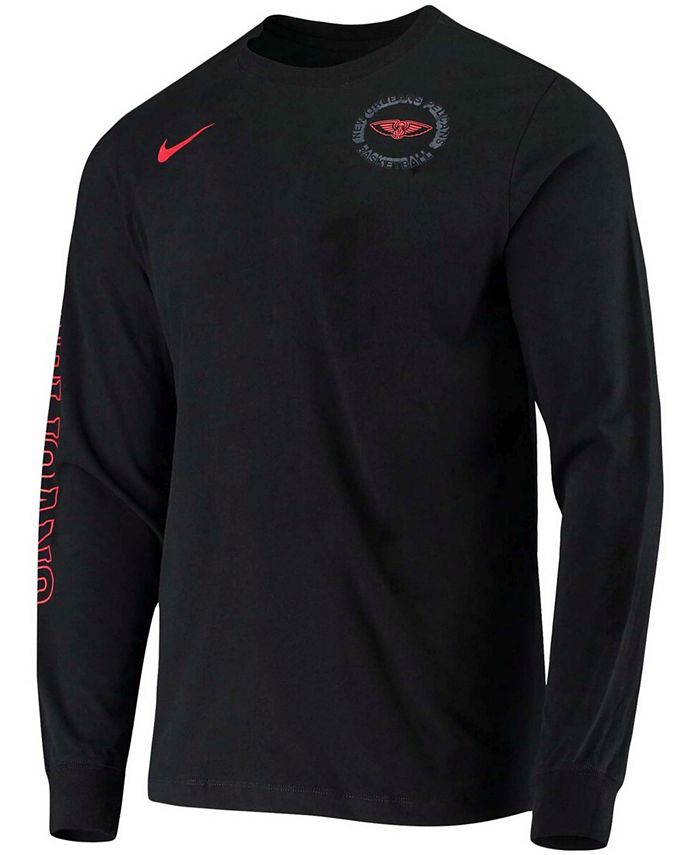 Nike Men's Black New Orleans Pelicans Circle Logo Long Sleeve T-shirt ...