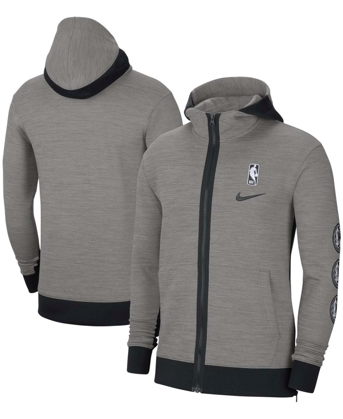 Men's Heathered Charcoal Dallas Mavericks Authentic Showtime Performance Full-Zip Hoodie Jacket