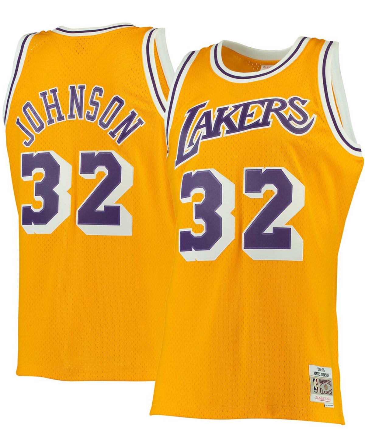 Men's Magic Johnson Gold Los Angeles Lakers 1984-85 Hardwood Classics Swingman Jersey - Gold