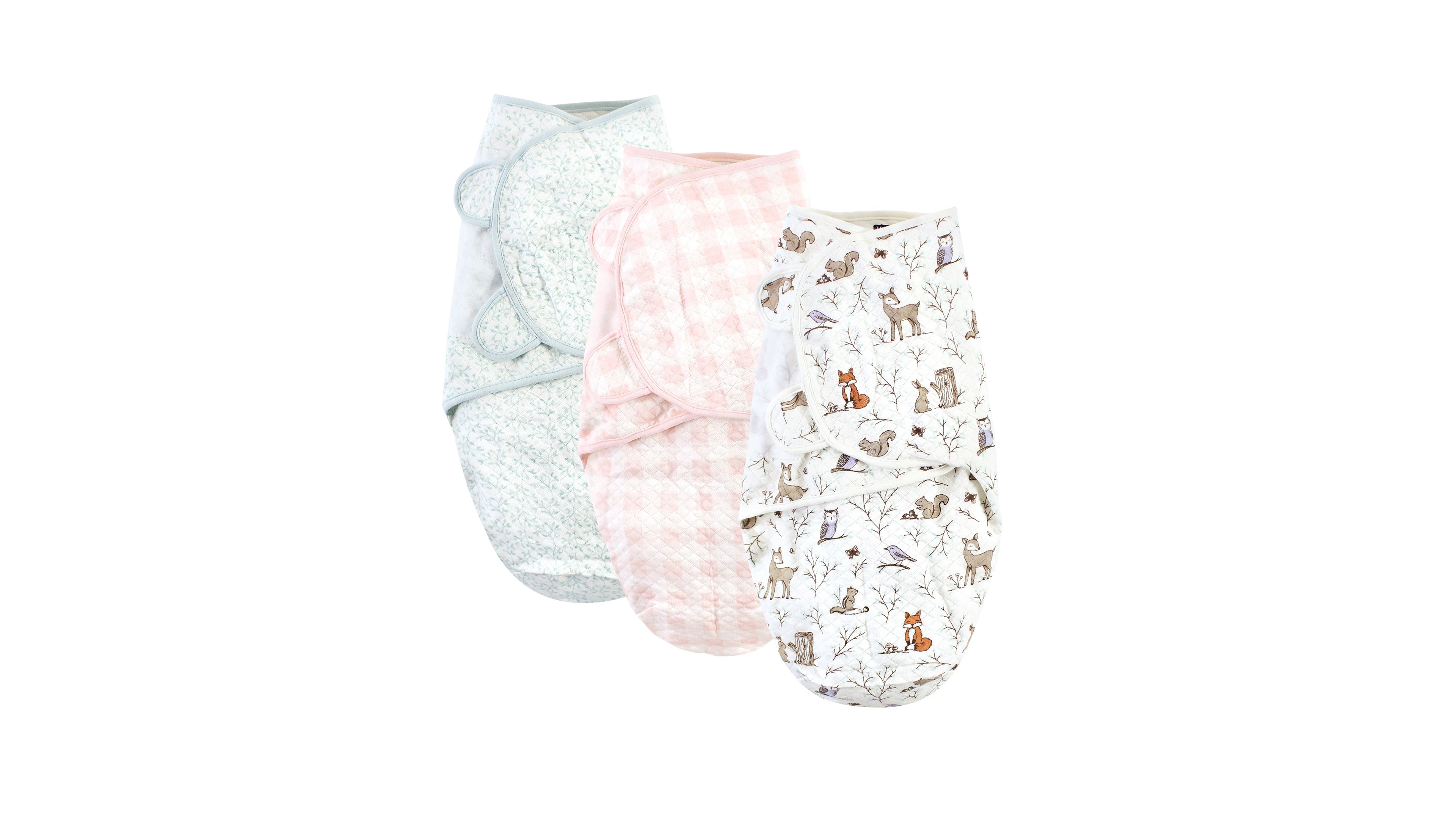 Hudson Baby Girls Quilted Cotton Swaddle Wrap 3pk Farm Animals, 0-3 Months