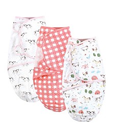 Baby Girls Quilted Swaddle Wrap, Pack of 3