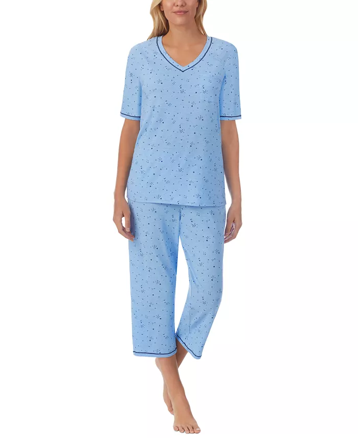 Printed Elbow-Sleeve Top & Capri Pants Pajama Set - thumbnail 8