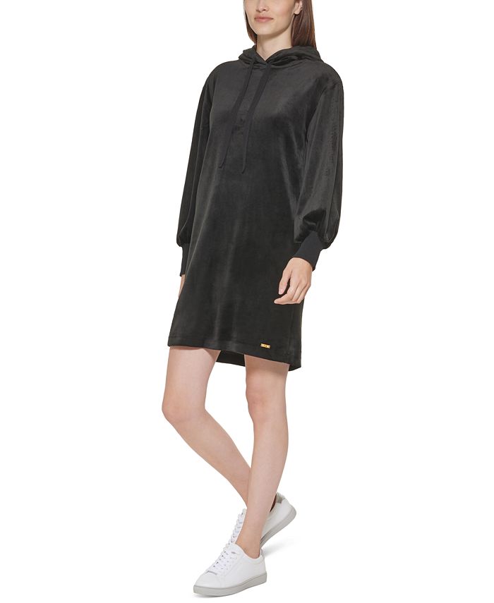 Calvin Klein Velour Hoodie Dress & Reviews - Dresses - Women - Macy's