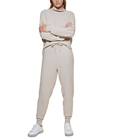 Honeycomb Funnel-Neck Sweater & Drawstring Joggers
