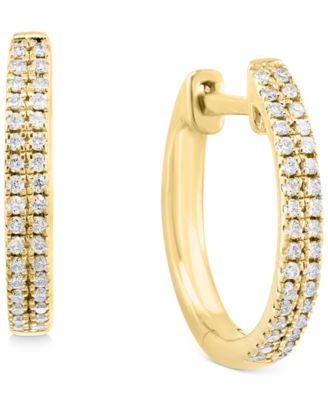 EFFY&reg; Diamond Small Double Row Hoop Earrings (1/5 ct. t.w.) in Sterling Silver or 14k Gold-Plated Sterling Silver
