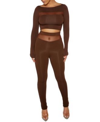 Naked Wardrobe - The NW 2-Pc. Mesh Crop Top & Pants Set