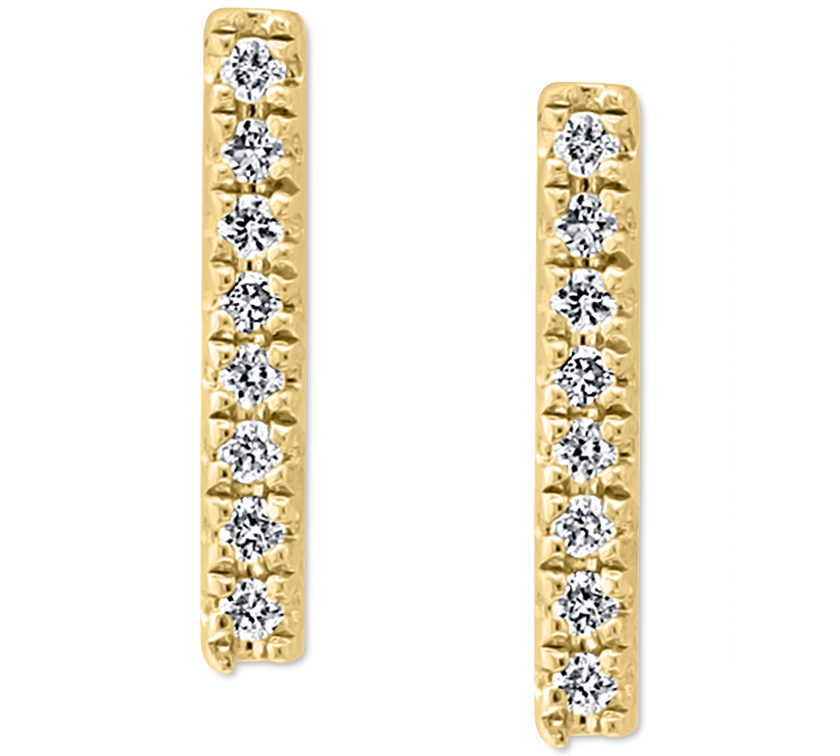 Effy Diamond Bar Stud Earrings (1/20 ct. t.w.) in Sterling Silver or 14k Gold-Plated Sterling Silver - Gold-Plated Sterling Silver