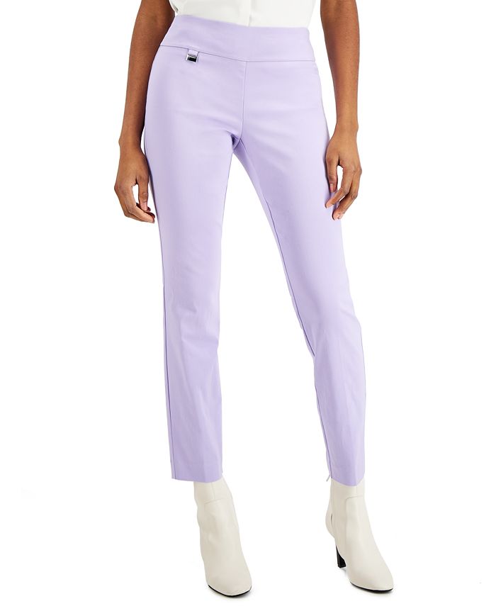 Alfani Petite Tummy-control Pull-on Skinny Pants, Petite & Petite Short,  Created For Macy's In Lightest Grey