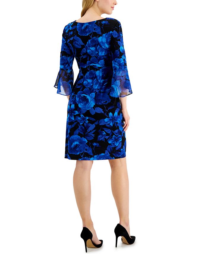 Connected Petite Floral-Print Side-Tab Sheath Dress - Macy's