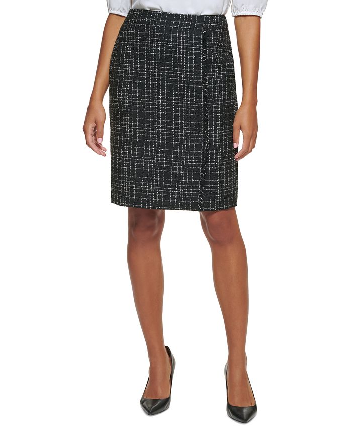 Calvin Klein Petite Fringe Trim Tweed Skirt Macy s