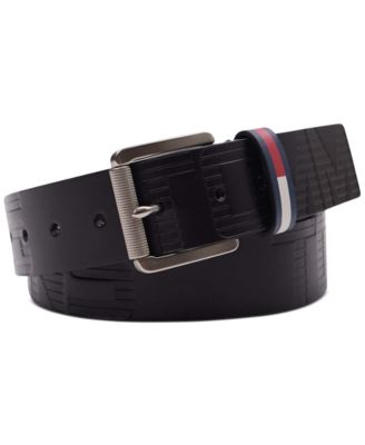 Tommy Hilfiger Men's Logo Heat Embossed Leather Belt