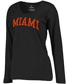 Women's Black Miami Hurricanes Basic Arch Long Sleeve T-shirt