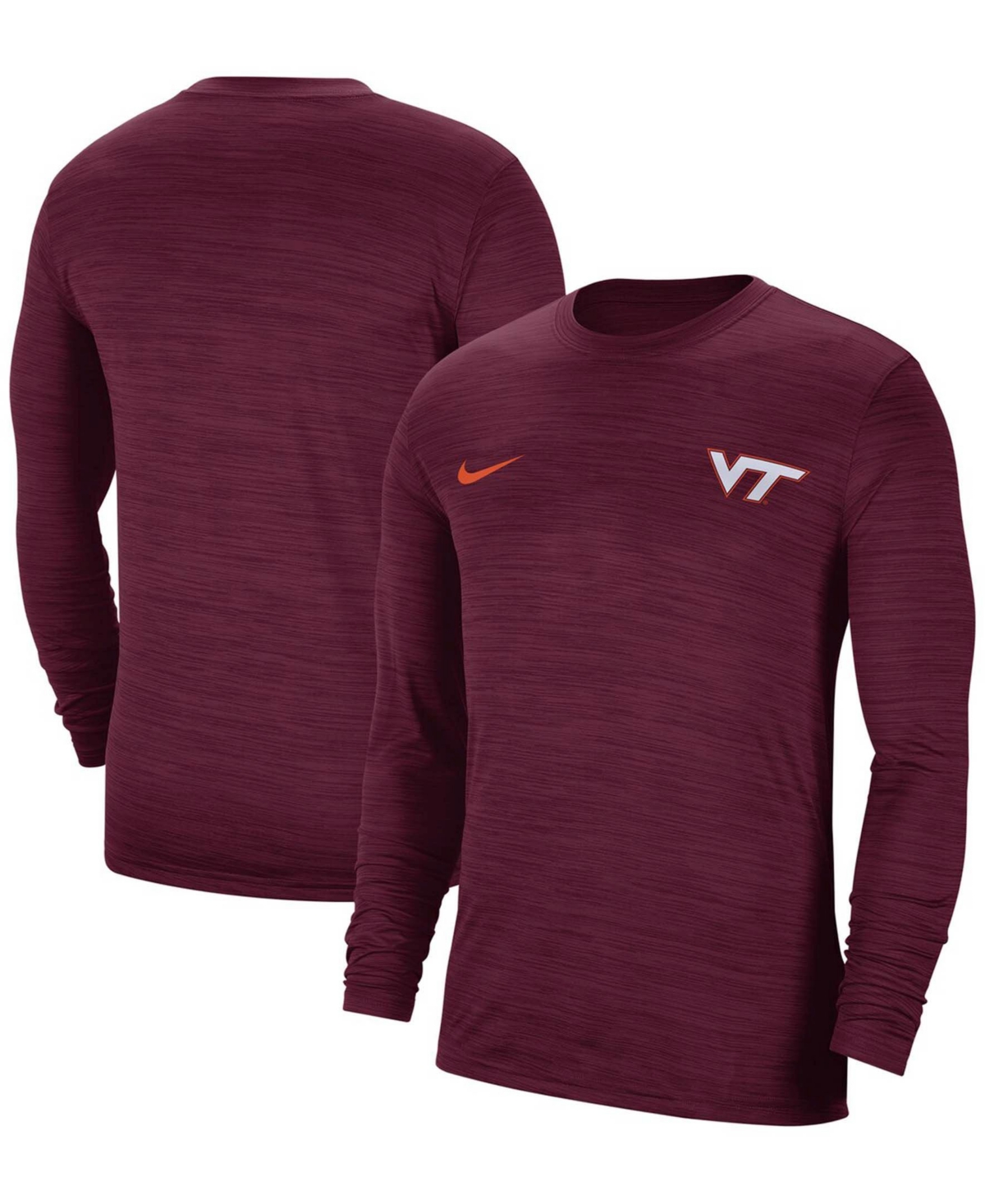 Men's Maroon Virginia Tech Hokies Velocity Legend Performance Space-Dye Long Sleeve T-shirt