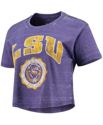 Women's Purple LSU Tigers Edith Vintage-Inspired Burnout Crop T-shirt