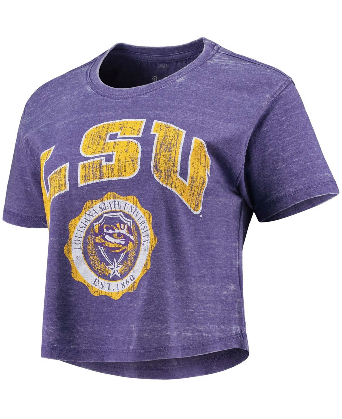 Women's Purple Lsu Tigers Edith Vintage-Inspired Burnout Crop T-shirt