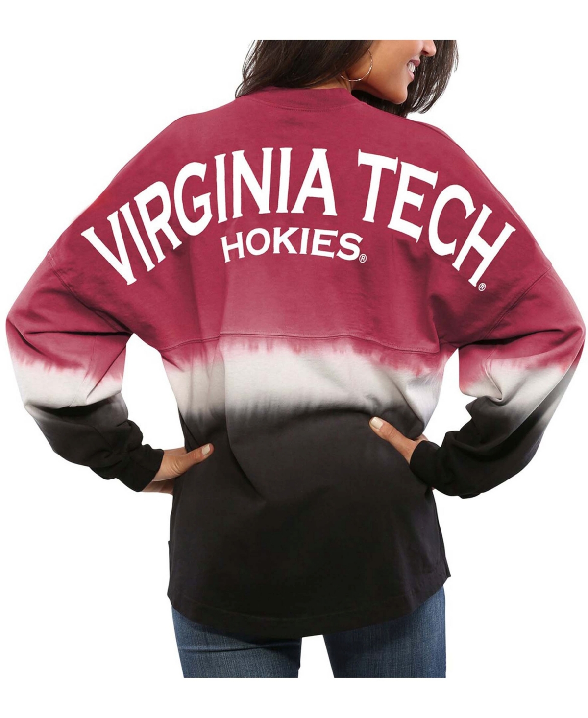 Women'sVirginia Tech Hokies Ombre Long Sleeve Dip-Dyed - Maroon