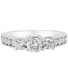 Diamond Three Stone Channel-Set Engagement Ring (1-1/2 ct. t.w.) in 14k White Gold