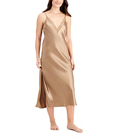 Lace-Trim Long Satin Lingerie Nightgown, Created for Macy's