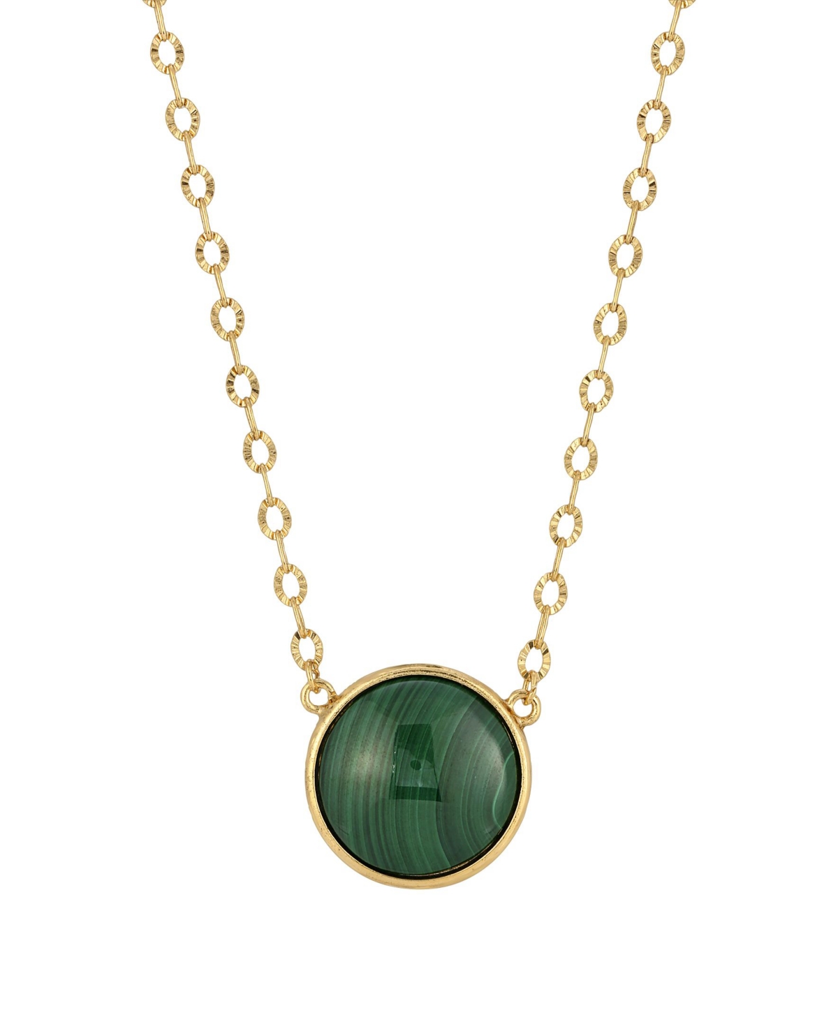 2028 Gold-tone Malachite Stone Necklace In Green
