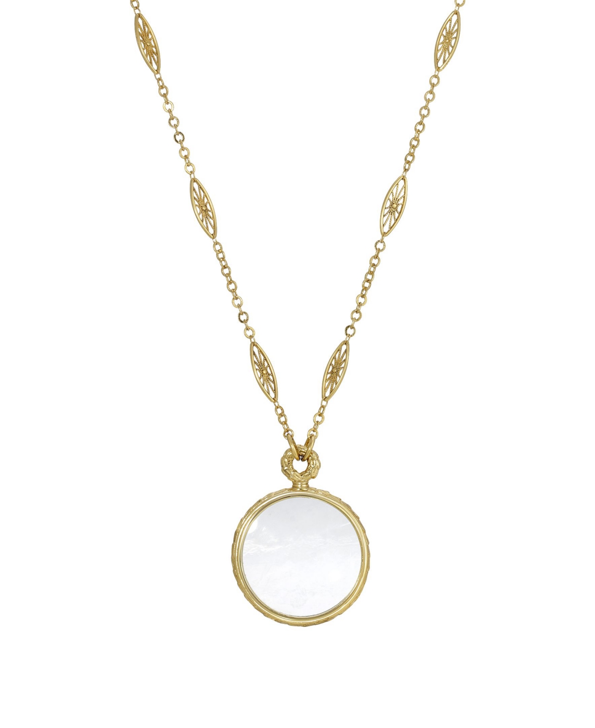 2028 Magnifier Pendant Necklace In Gold-tone