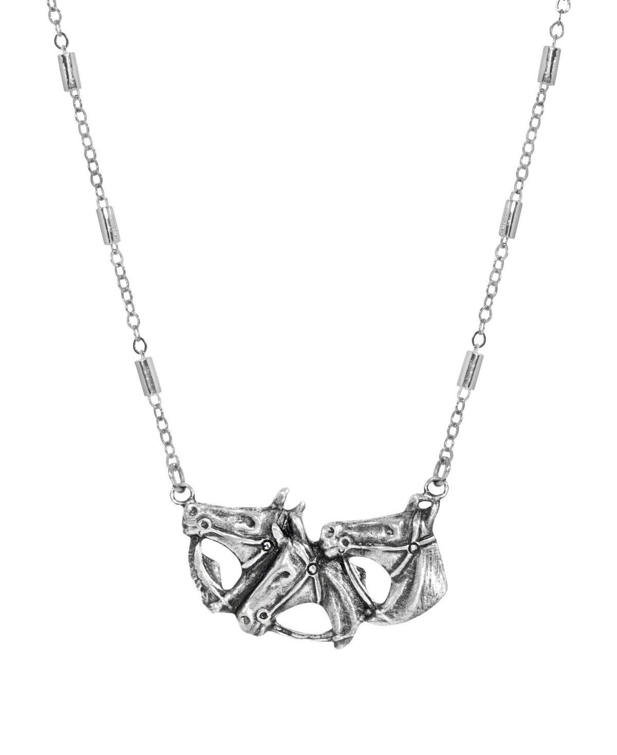 2028 Horse Heads Necklace In Silver-tone